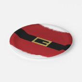 Rode kerstmanriem & witte bont kerst papieren bordje (Gekanteld)