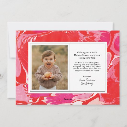 Rode Kerstmarmer Horizontale Kerstkaart (Achterkant)