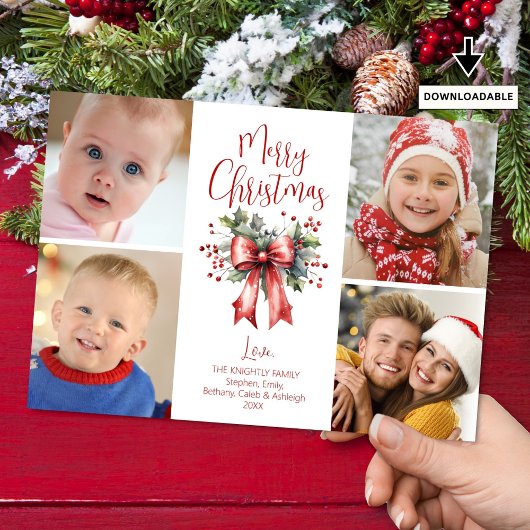 Rode Kerstmis 4 Foto Script Lint Hulst Feestdagenkaart