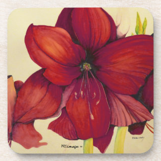Rode Kerstmis Amaryllis Plastic Onderzetter set
