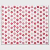 Rode Kerstmis Bal Patroon Wrapping Papier (Vlak)