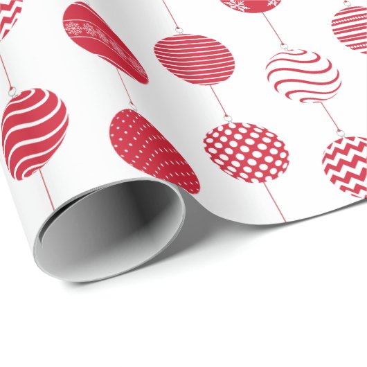 Rode Kerstmis Bal Patroon Wrapping Papier (Rol Hoek)