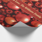 Rode Kerstmis Baubles Patroon Voeg tekst toe Cadeaupapier (Hoek)