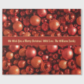 Rode Kerstmis Baubles Patroon Voeg tekst toe Cadeaupapier (Vlak)