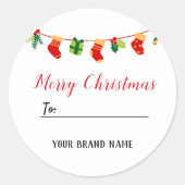 Rode Kerstmis bedrijfssticker Ronde Sticker (Voorkant)