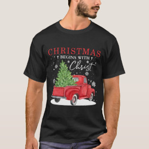Rode Kerstmis begint met Christus T-shirt