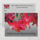Rode Kerstmis Cactus Housewarming Uitnodiging (Voorkant / Achterkant)