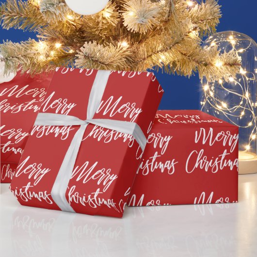 Rode Kerstmis Calligrafie Cadeaupapier (Feestdagen)