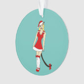 Rode Kerstmis catgirl Ornament (voorkant)