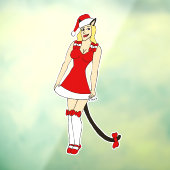 Rode Kerstmis catgirl Raamsticker (Vel 3)