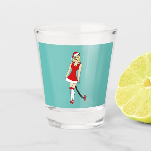 Rode Kerstmis catgirl Shot Glas (Voorkant)
