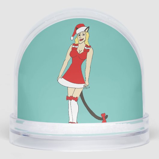 Rode Kerstmis catgirl Sneeuwbol (Voorkant)