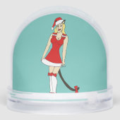 Rode Kerstmis catgirl Sneeuwbol (Achterkant)