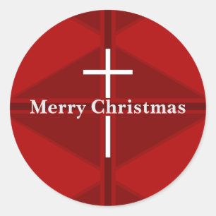 Rode Kerstmis Christelijk Kruis Ronde Sticker