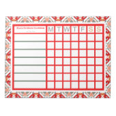 Rode Kerstmis Countdown Wekelijkse Checklist Track Notitieblok (Voorkant)