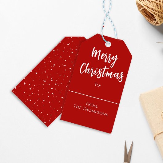 Rode Kerstmis Eenvoudig Script Aangepast Cadeaulabel