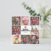 Rode Kerstmis Familie 8 Foto Collage Vakantie Kaar (Staand voorkant)