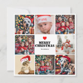 Rode Kerstmis Familie 8 Foto Collage Vakantie Kaar (Voorkant)
