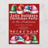 Rode Kerstmis feestdag Uitnodiging Briefkaart (Voorkant)