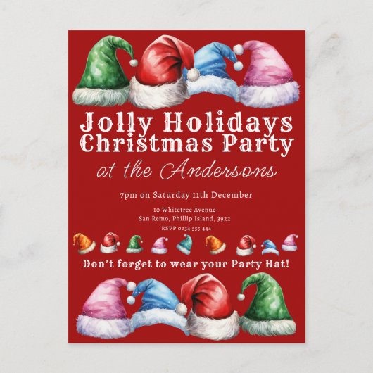 Rode Kerstmis feestdag Uitnodiging Briefkaart (Voorkant)
