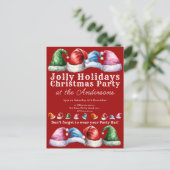Rode Kerstmis feestdag Uitnodiging Briefkaart (Staand voorkant)