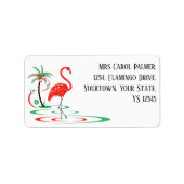Rode Kerstmis Flamingo adreslabel Etiket (Voorkant)