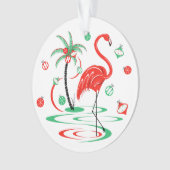 Rode Kerstmis Flamingo Baubles acrylbolronde Ornament (voorkant)