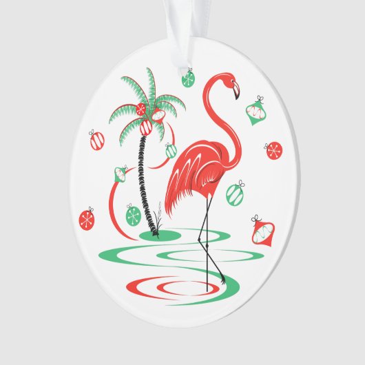 Rode Kerstmis Flamingo Baubles acrylbolronde Ornament (voorkant)