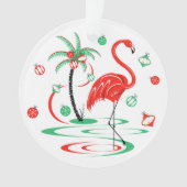 Rode Kerstmis Flamingo Baubles acrylbolronde Ornament (voorkant)