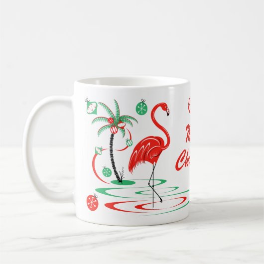 Rode Kerstmis Flamingo Baubles kerstmis mok (Links)