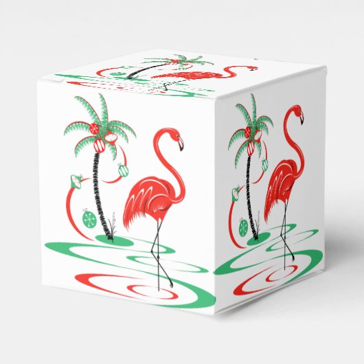 Rode Kerstmis Flamingo gunst box klassieker Bedankdoosjes (Voorkant Zijde)