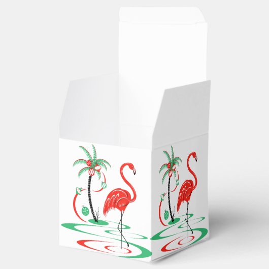 Rode Kerstmis Flamingo gunst box klassieker Bedankdoosjes (Geopend)
