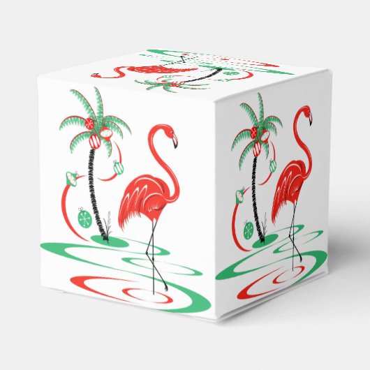 Rode Kerstmis Flamingo gunst box klassieker Bedankdoosjes (Achterkant)
