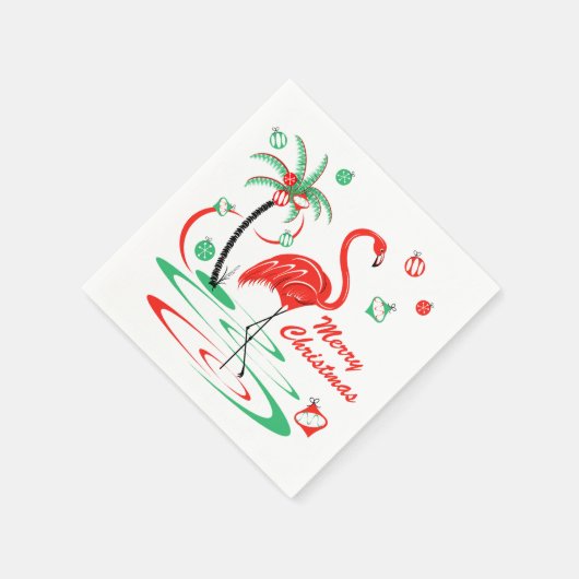 Rode Kerstmis Flamingo Kerstmis servet papier (Hoek)