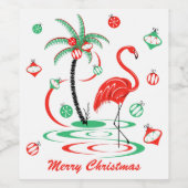 Rode Kerstmis Flamingo Kerstmis wijn label Etiket (Enkel label)