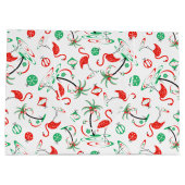 Rode Kerstmis Flamingo Multi geschenkzak groot Cadeauzakje (Achterkant)