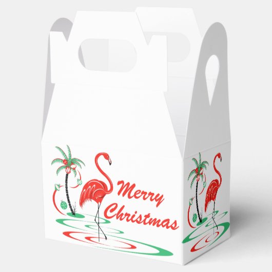 Rode Kerstmis Flamingo Vrolijke Kerstgevel Bedankdoosjes (Geopend)