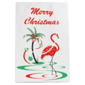 Rode Kerstmis Flamingo Vrolijke Kerstmis medium Medium Cadeauzakje (Voorkant)