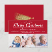 Rode Kerstmis Foto Baby Geboorte Aankondiging (Voorkant / Achterkant)