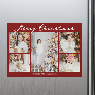 Rode Kerstmis Foto Collage 2025 Magneetkaart