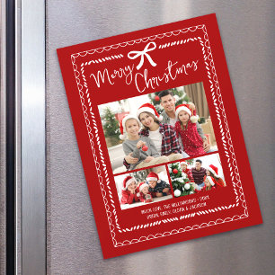 Rode Kerstmis Foto Hand Getekende Doodle Magneet