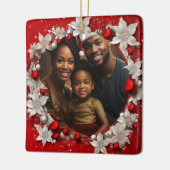 Rode Kerstmis Foto lijst Keramisch Ornament (Links)