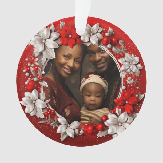 Rode Kerstmis Foto lijst Ornament (voorkant)