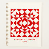  Rode Kerstmis Geometrische quilt op maat Planner (Voorkant)