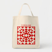  Rode Kerstmis Geometrische quilt op maat Tote Bag (Voorkant)