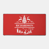 Rode Kerstmis gepersonaliseerde familienaam | Vaka Bureaumat (Voorkant)