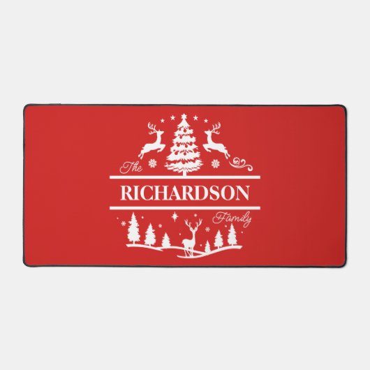 Rode Kerstmis gepersonaliseerde familienaam | Vaka Bureaumat (Voorkant)