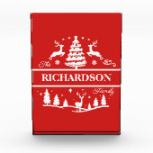 Rode Kerstmis gepersonaliseerde familienaam | Vaka Fotoblokken (Voorkant)