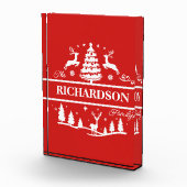 Rode Kerstmis gepersonaliseerde familienaam | Vaka Fotoblokken (Rechts)