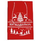 Rode Kerstmis gepersonaliseerde familienaam | Vaka Medium Cadeauzakje (Voorkant)